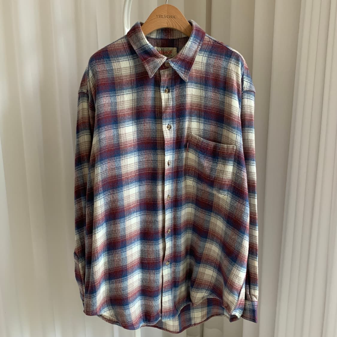 일본 빈티지 SEAHOP 플란넬 체크 셔츠 상품이미지2