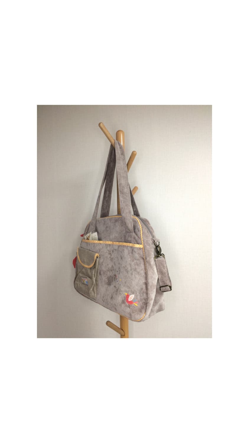 빈티지 브라운 코듀로이 자수 숄더백 상품이미지2