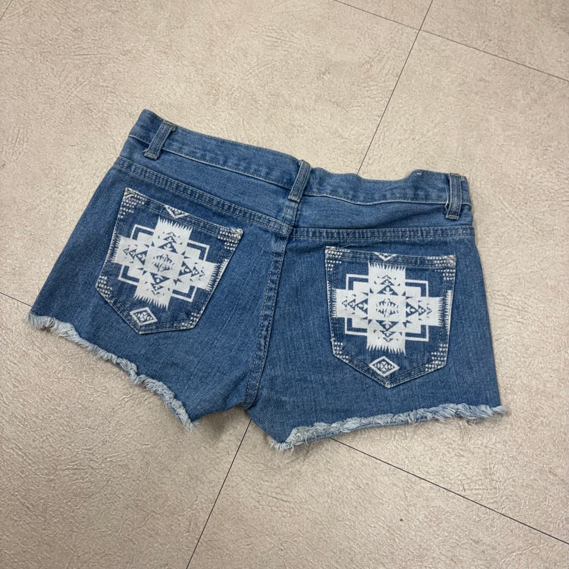 빈티지 에스닉 패턴 데님 핫팬츠 상품이미지3