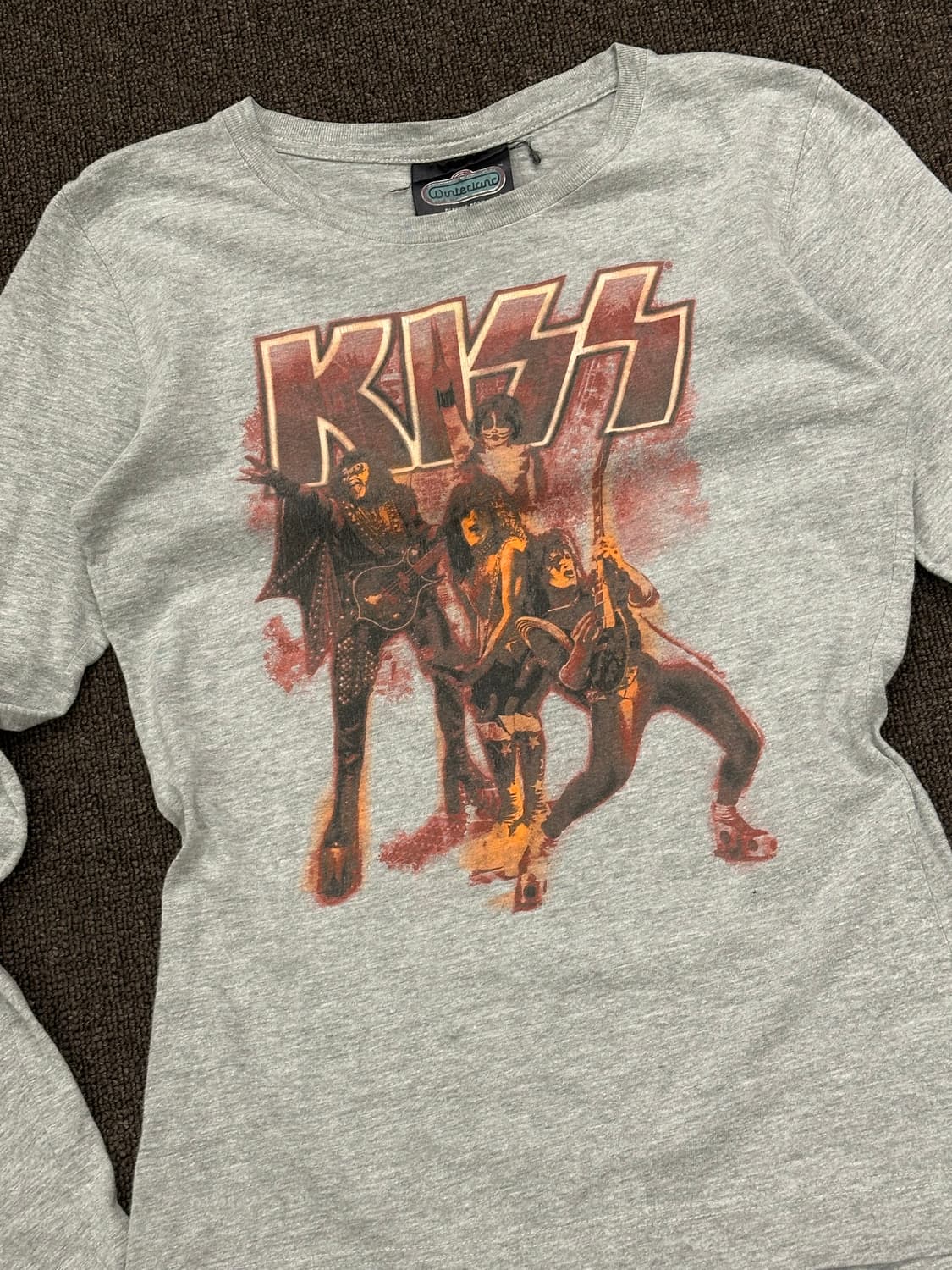 L)KISS 밴드 티 빈티지 락 프린팅 그레이 롱슬리브 상품이미지2