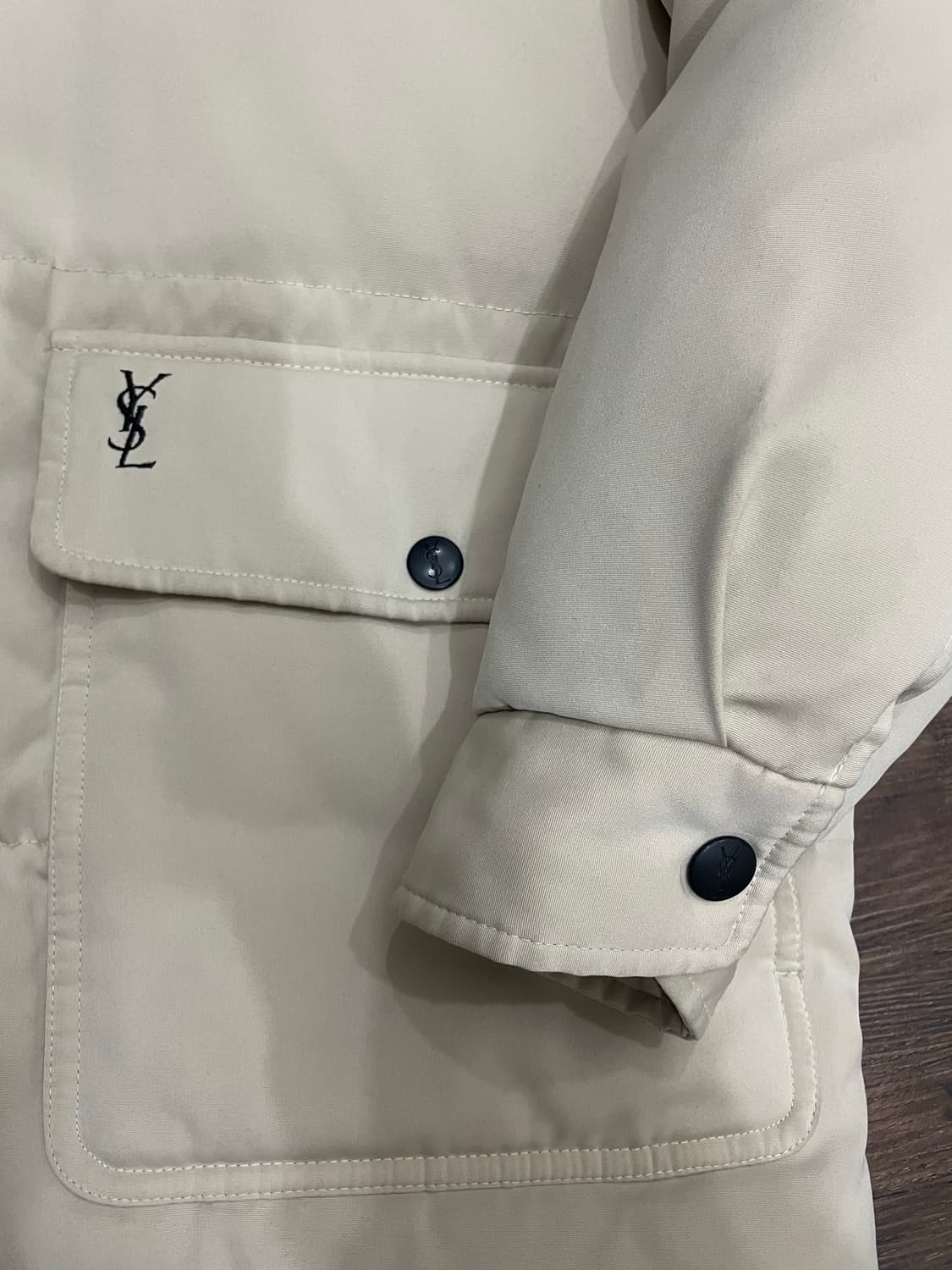 90s 입생로랑 YSL 구스다운 푸퍼 패딩 점퍼 베이지 상품이미지5