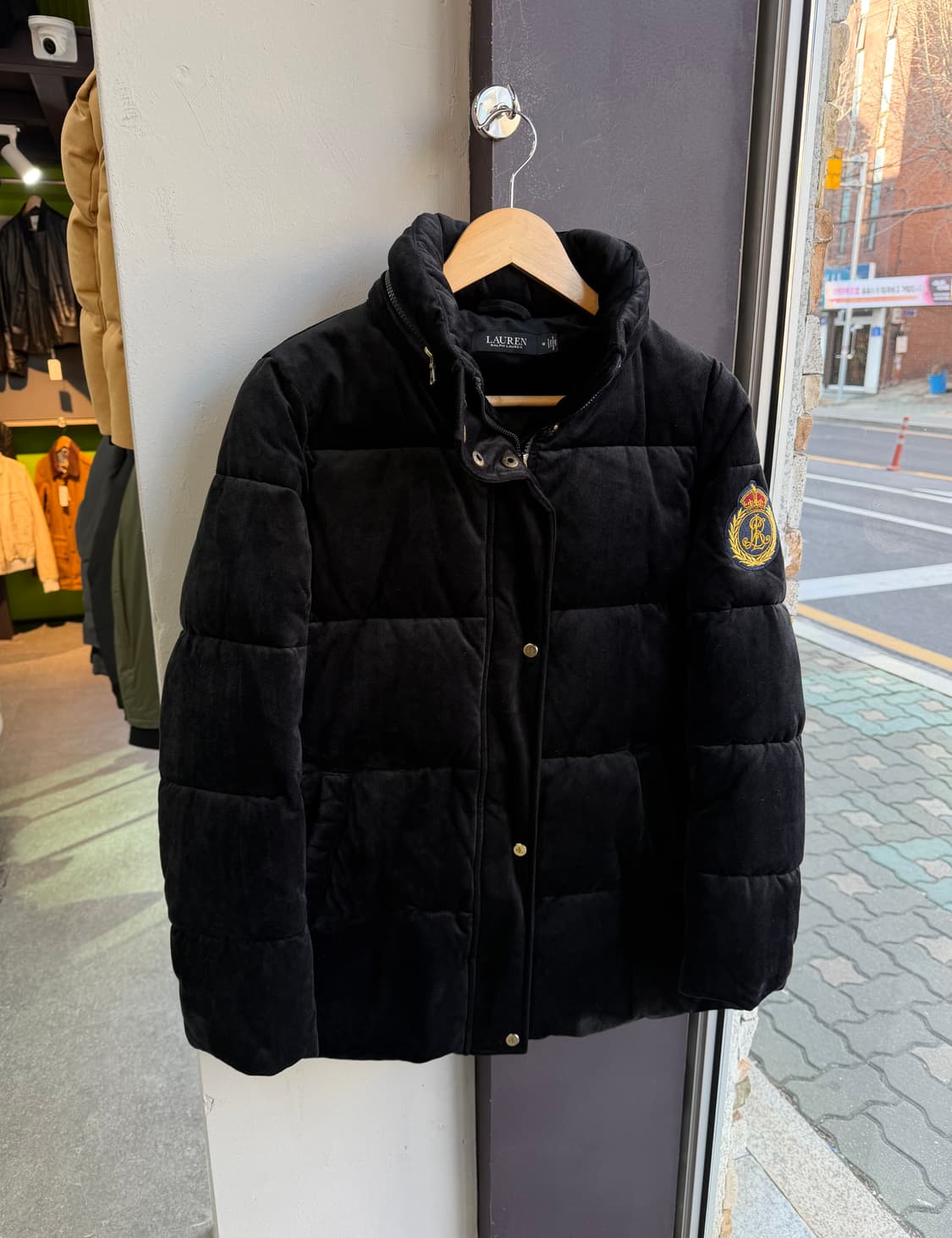 M/ 폴로 랄프로렌 블랙라벨 로고 벨벳 패딩점퍼 상품이미지2