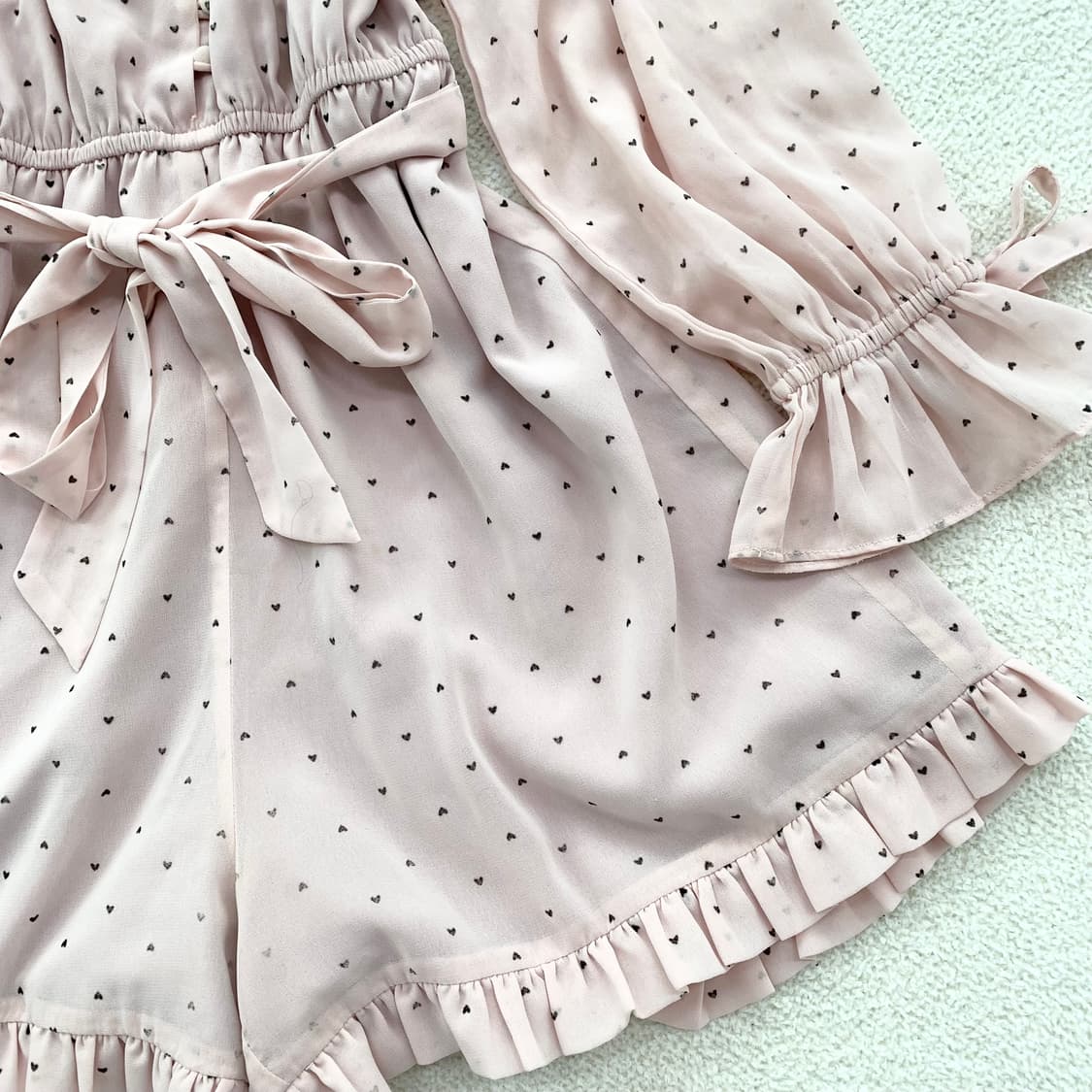 뮤트핑크 ♥ 하트도트 리본 점프슈트 상품이미지4