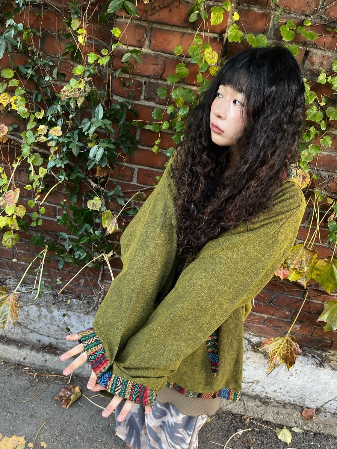 빈티지 카키 히피패턴 후드집업 상품이미지2