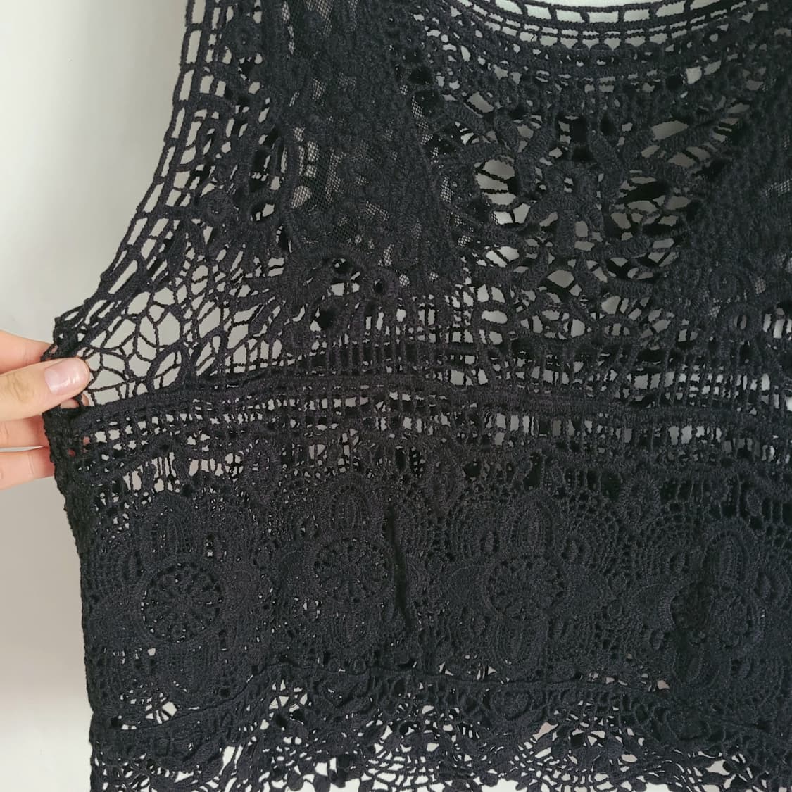 블랙 크로셰 레이어드 슬리브리스 상품이미지3