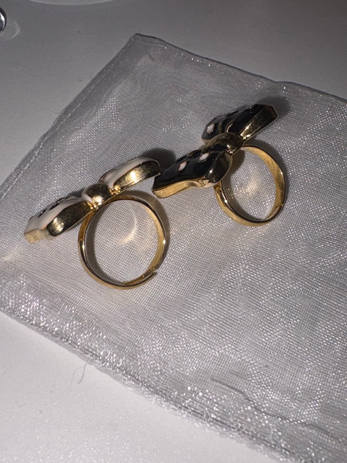 히메갸루 모리걸잡화 일본빈티지 블랙&화이트 도트반지세트 상품이미지3