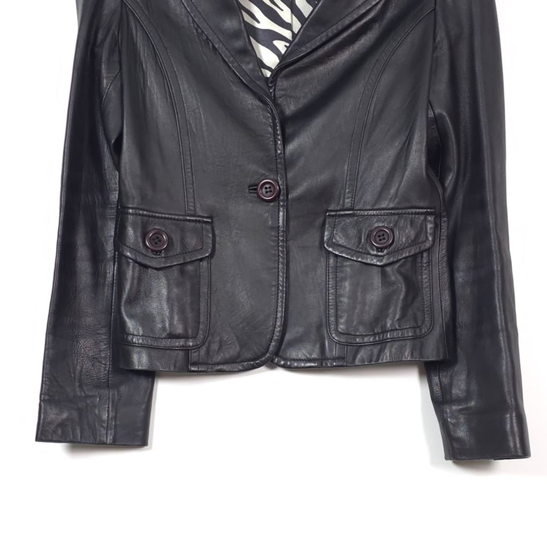 RAPISARDI 지브라 안감 리얼 양가죽 자켓 55 상품이미지4