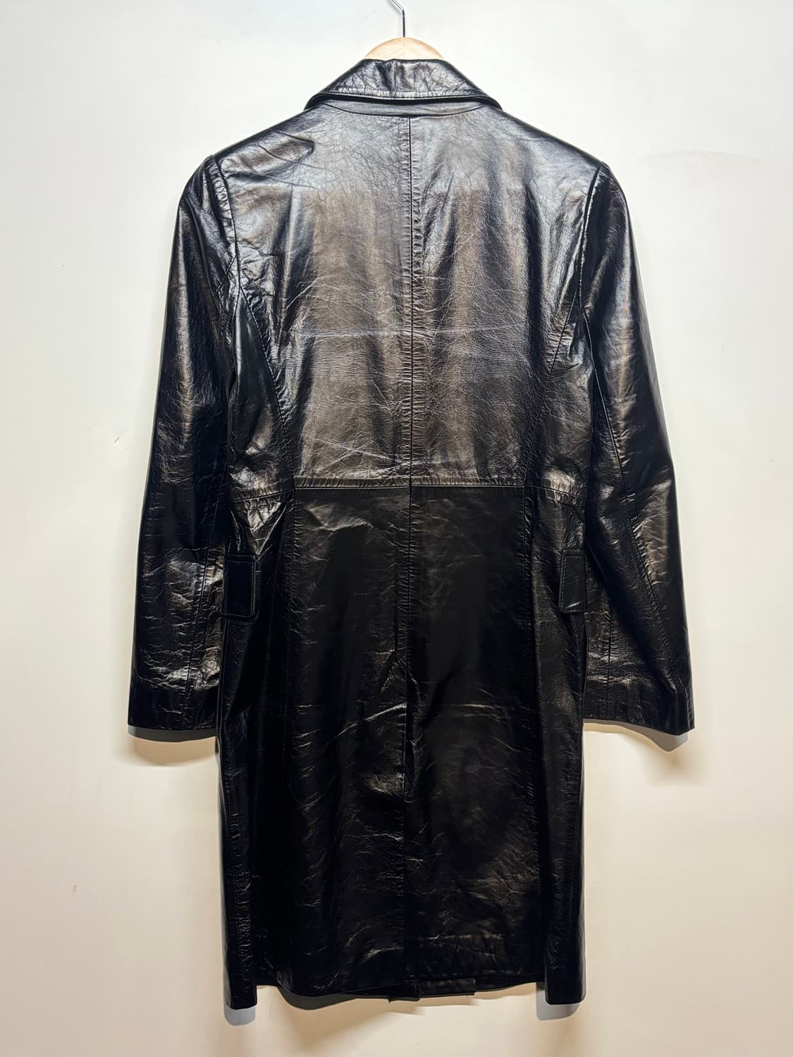 SYSTEM 블랙 레더 코트 상품이미지3