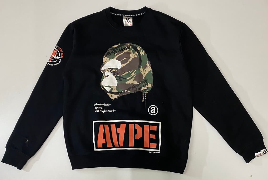 AAPE by A BATHING APE 맨투맨 블랙 상품이미지1