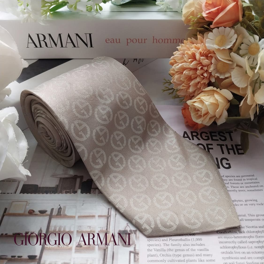 조르지오 아르마니 실크 로고 패턴 넥타이 9.4cm A등급 K2173
 상품이미지1