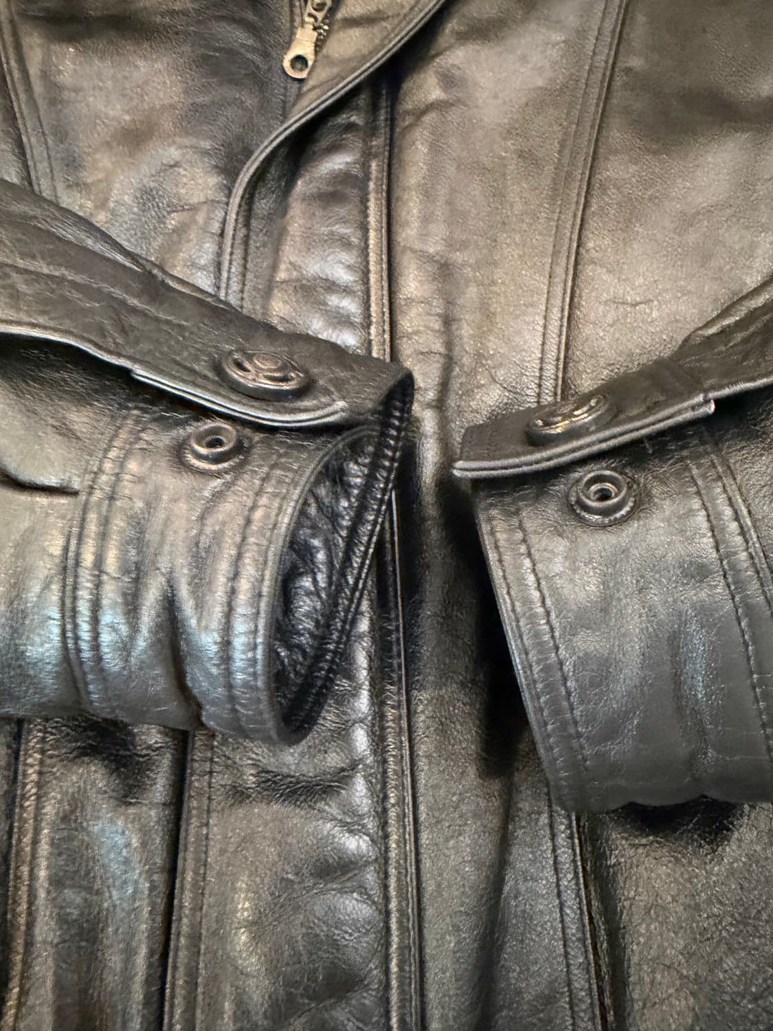 빈티지 카우레더 소가죽 봄버자켓 블랙 상품이미지3