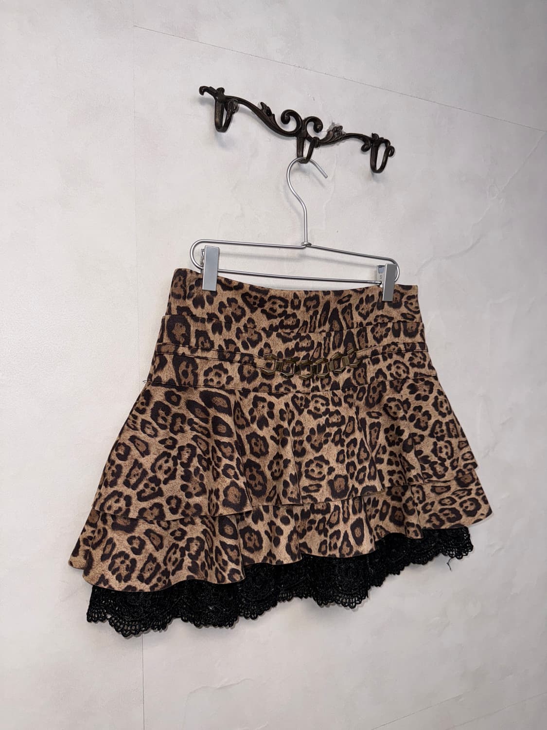 Brown leopard lace chain mini skirt  상품이미지2