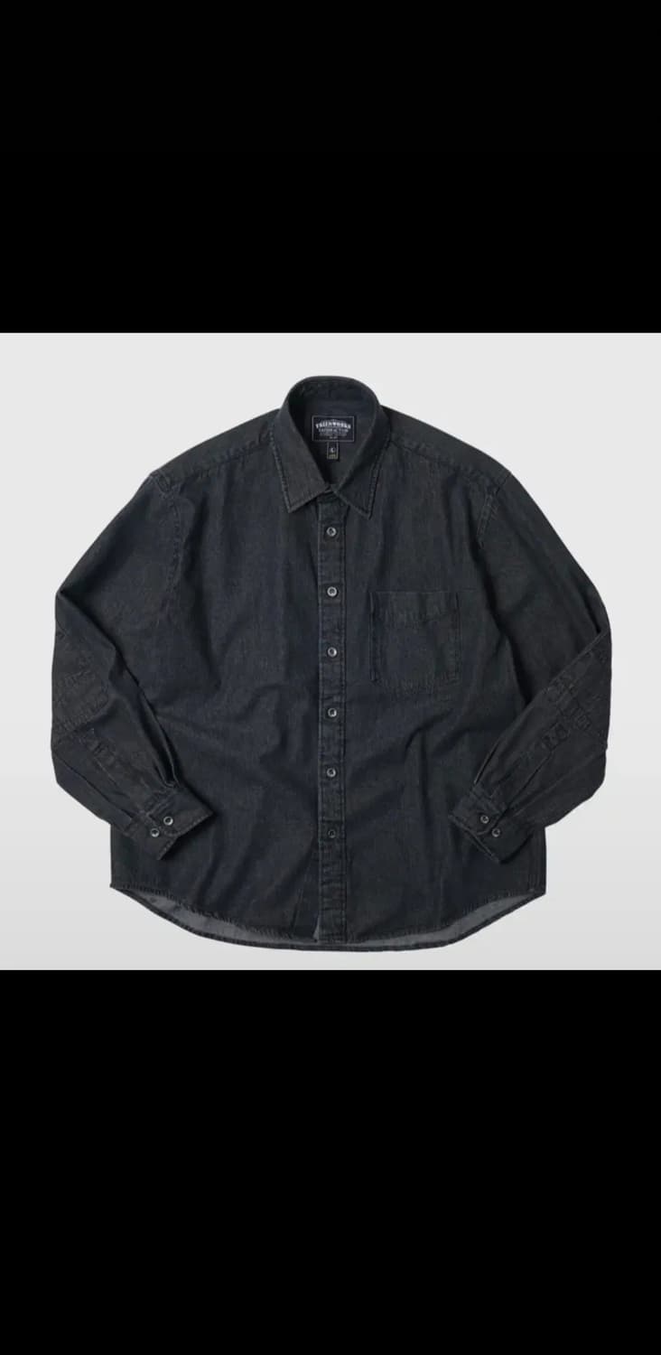 프리즘웍스 워시드 데님 워크셔츠 - 워시드 블랙 상품이미지1