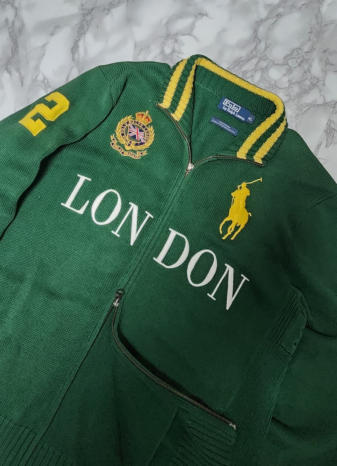 폴로 랄프로렌 빅포니 딥그린 런던 니트 집업 자켓 상품이미지5