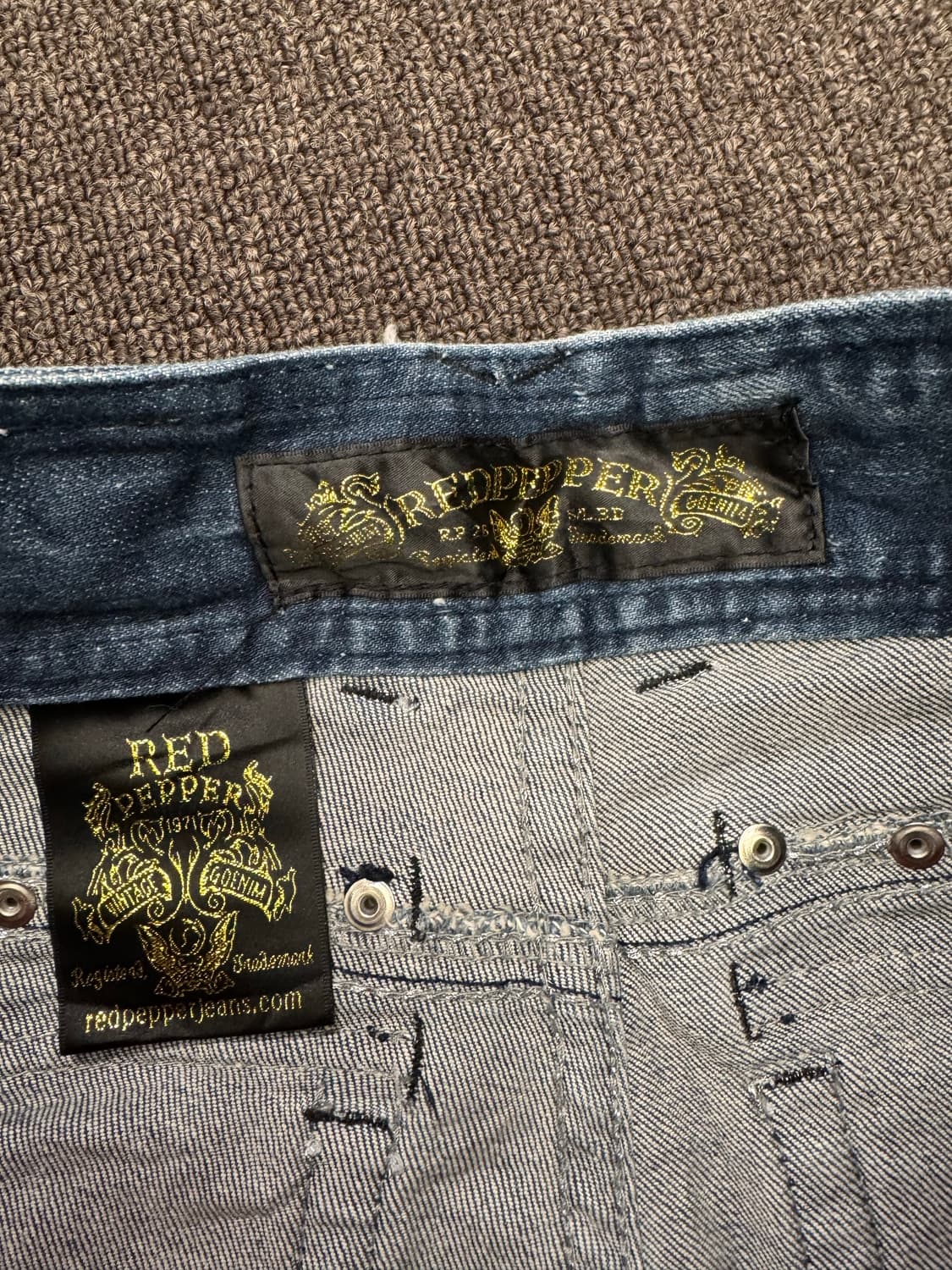 25)레드페퍼 빈티지 Y2K 포켓 큐빅 부츠컷 로우라이즈 데님팬츠 상품이미지3