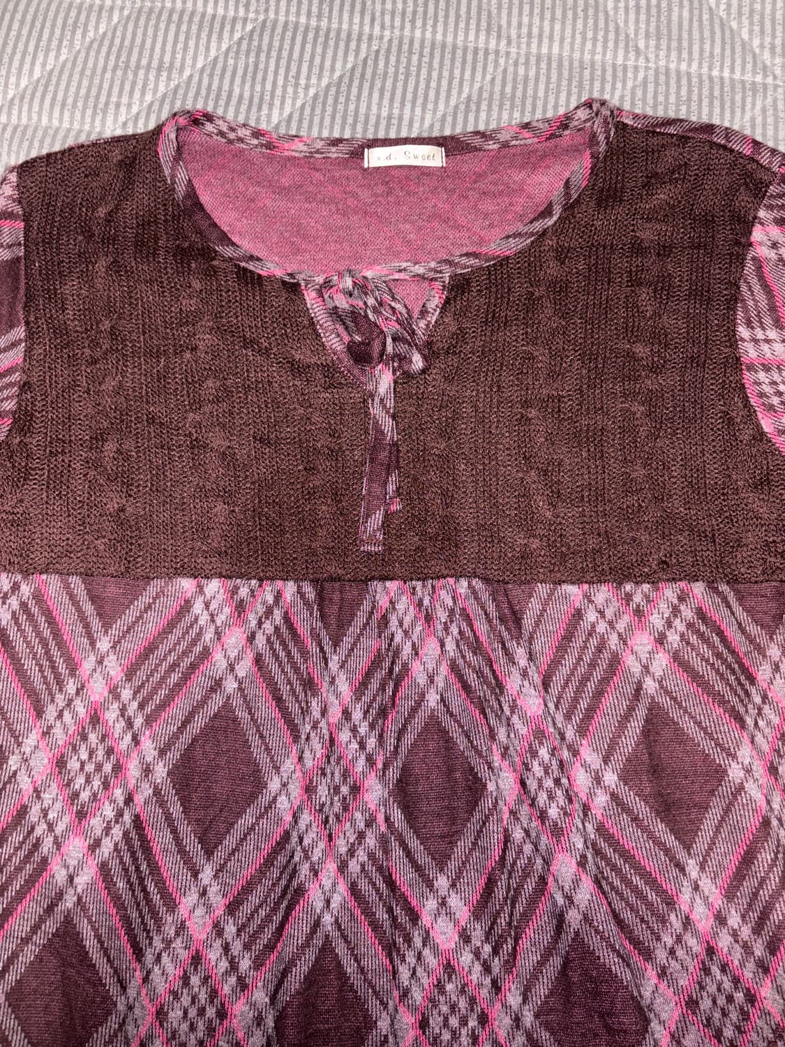 브라운 아가일 패턴 탑 상품이미지5