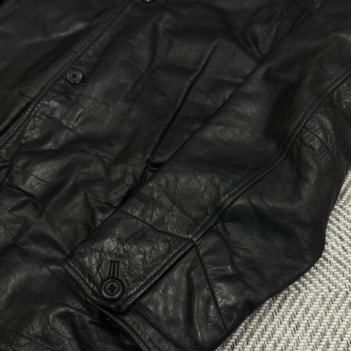 [XL]올드 갭 빈티지 레더 카 코트 블랙 상품이미지3