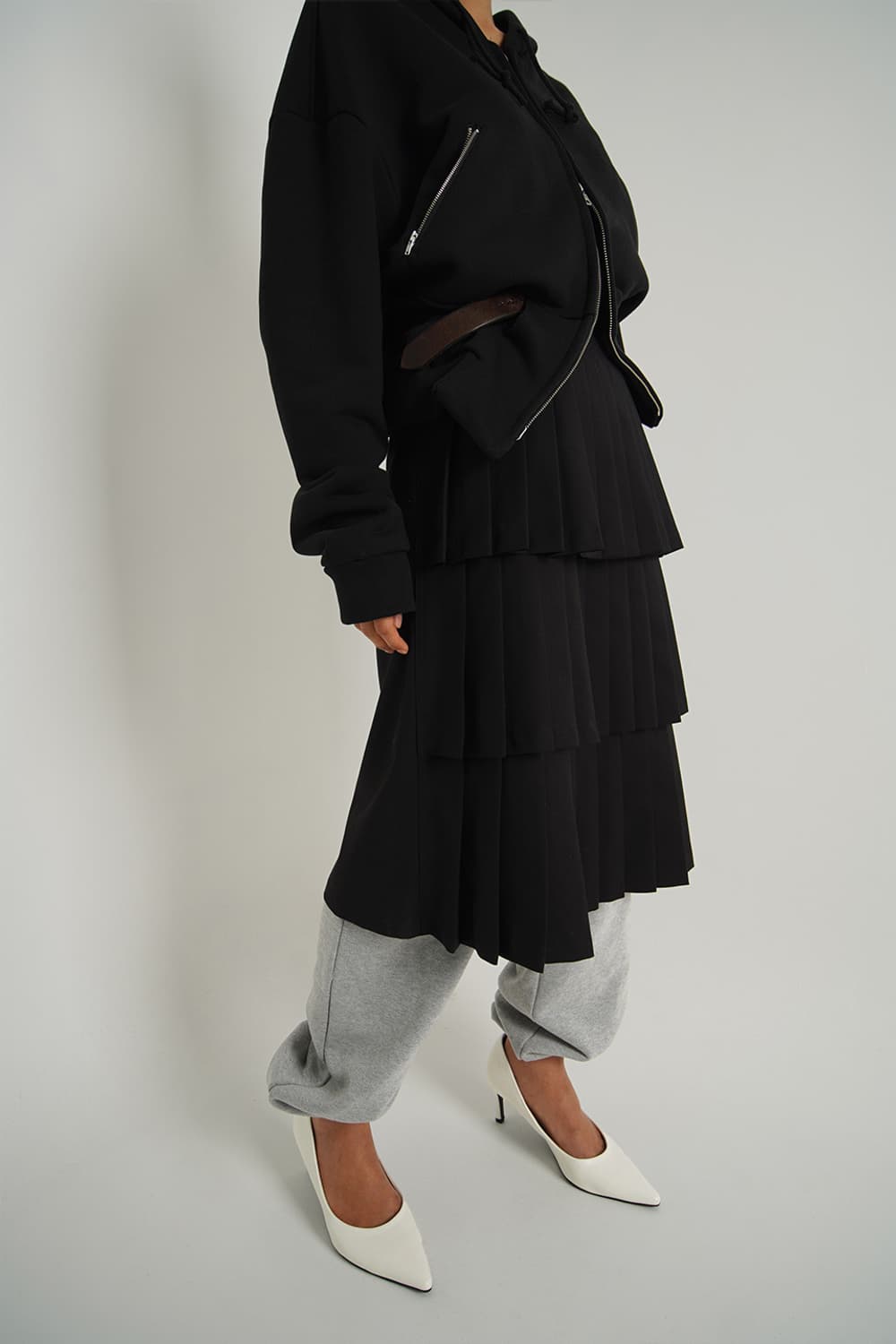 언노운블루 OG 플리츠 스커트 BK M 상품이미지5