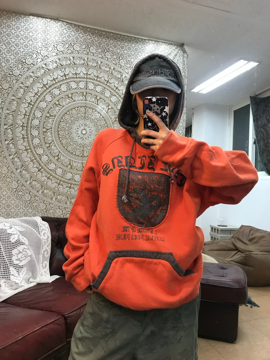 Opt 프린팅 자수 기모 후드티  상품이미지2