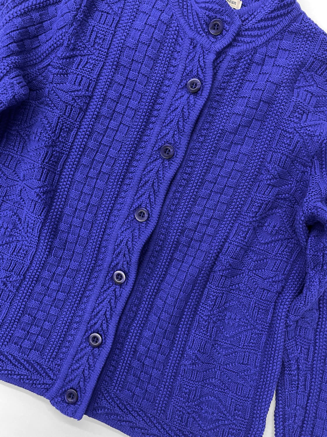 빈티지 엘엘빈 퍼플 블루 코튼 니트 가디건 상품이미지8