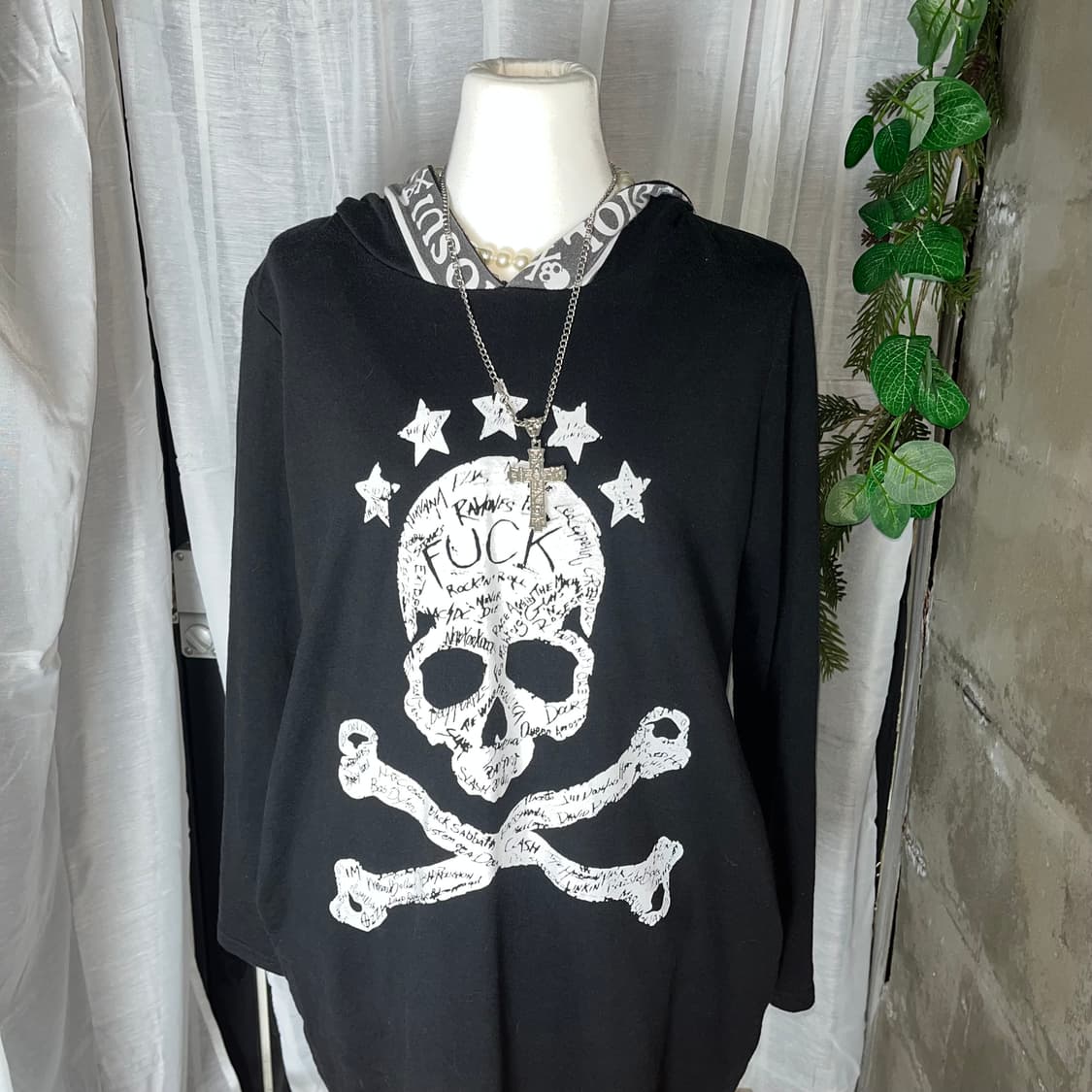 펑크 스컬 후드 롱슬리브 상품이미지2