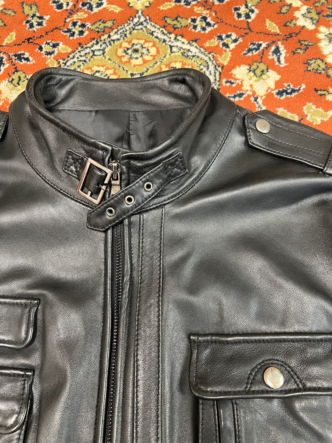 [XL] 빈티지 4포켓 리얼레더 라이더 자켓 상품이미지7