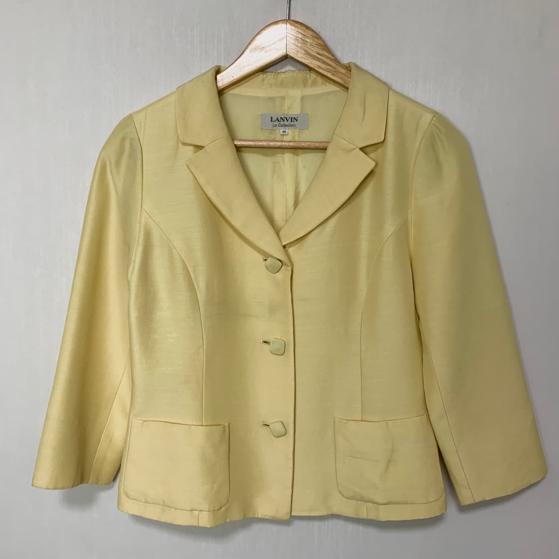 LANVIN 린넨 혼방 자켓 옐로우 랑방 여성 빈티지 세미크롭 자켓 상품이미지2