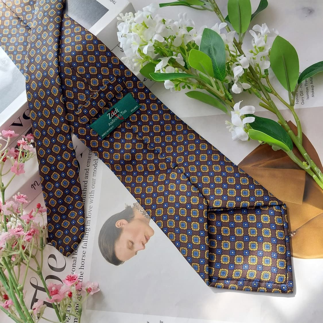 앤드류스타이 실크 브라운 패턴 넥타이 9.9cm A+등급 K2208
 상품이미지5