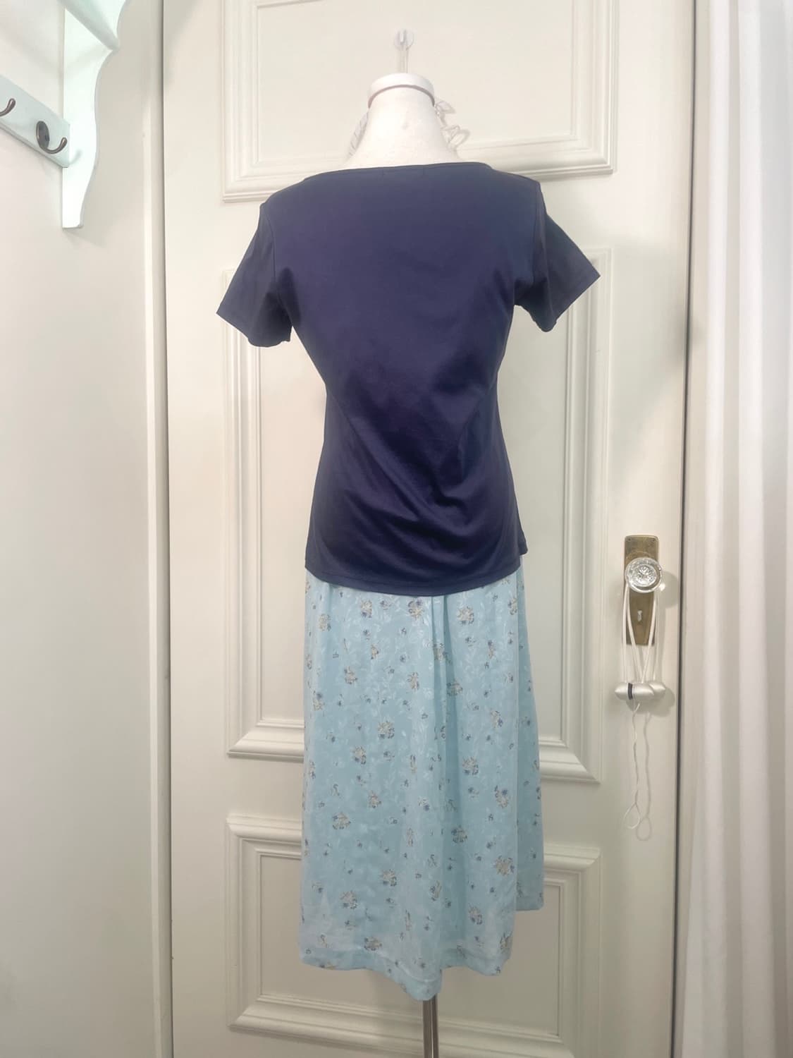 sky blue flower pattern chiffon summer s 상품이미지10