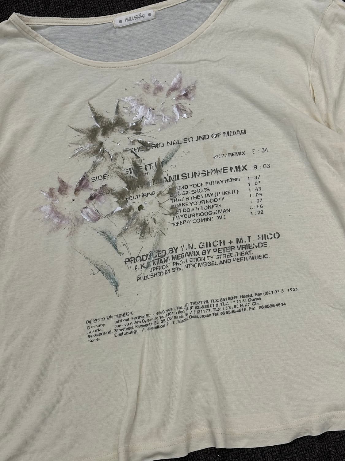 OS)Japanese vintage 여성 플라워 프린팅 비즈 디테일 반팔 상품이미지3