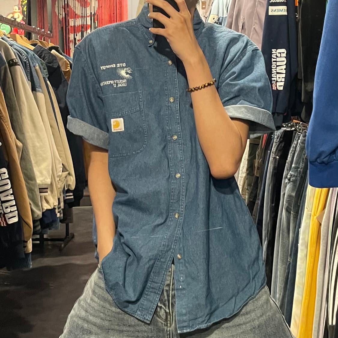 [IM] carhartt 칼하트 중청 데님 반팔셔츠 상품이미지1