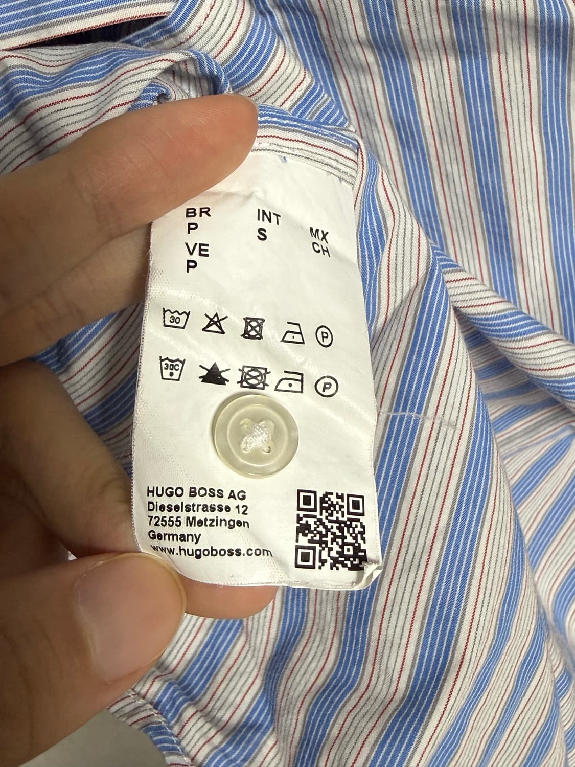 [S] 보스 휴고보스 슬림핏 블루 스트라이프 셔츠 상품이미지4