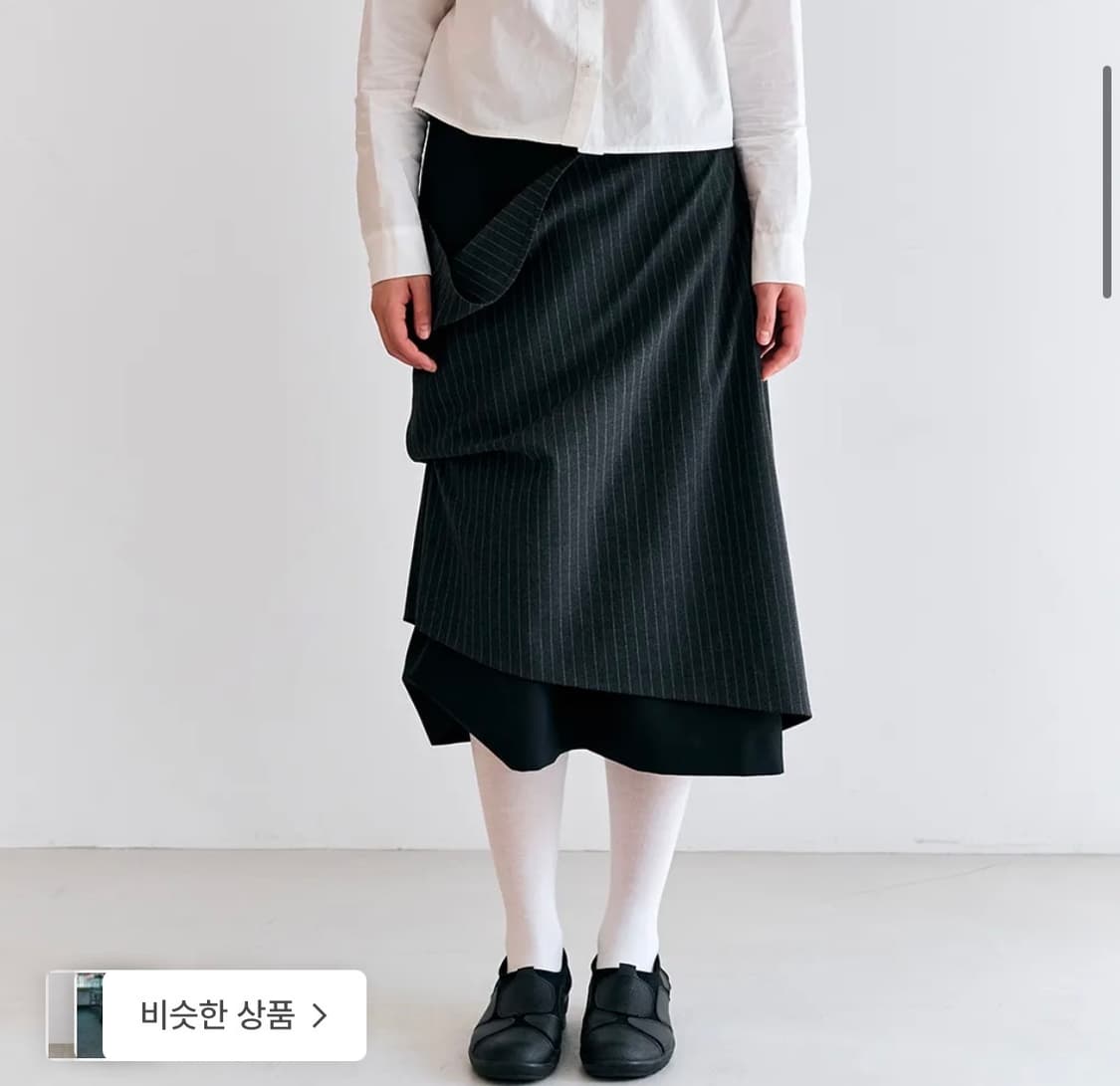 바하윤 bahayoon layered drape skirt stripe 상품이미지2