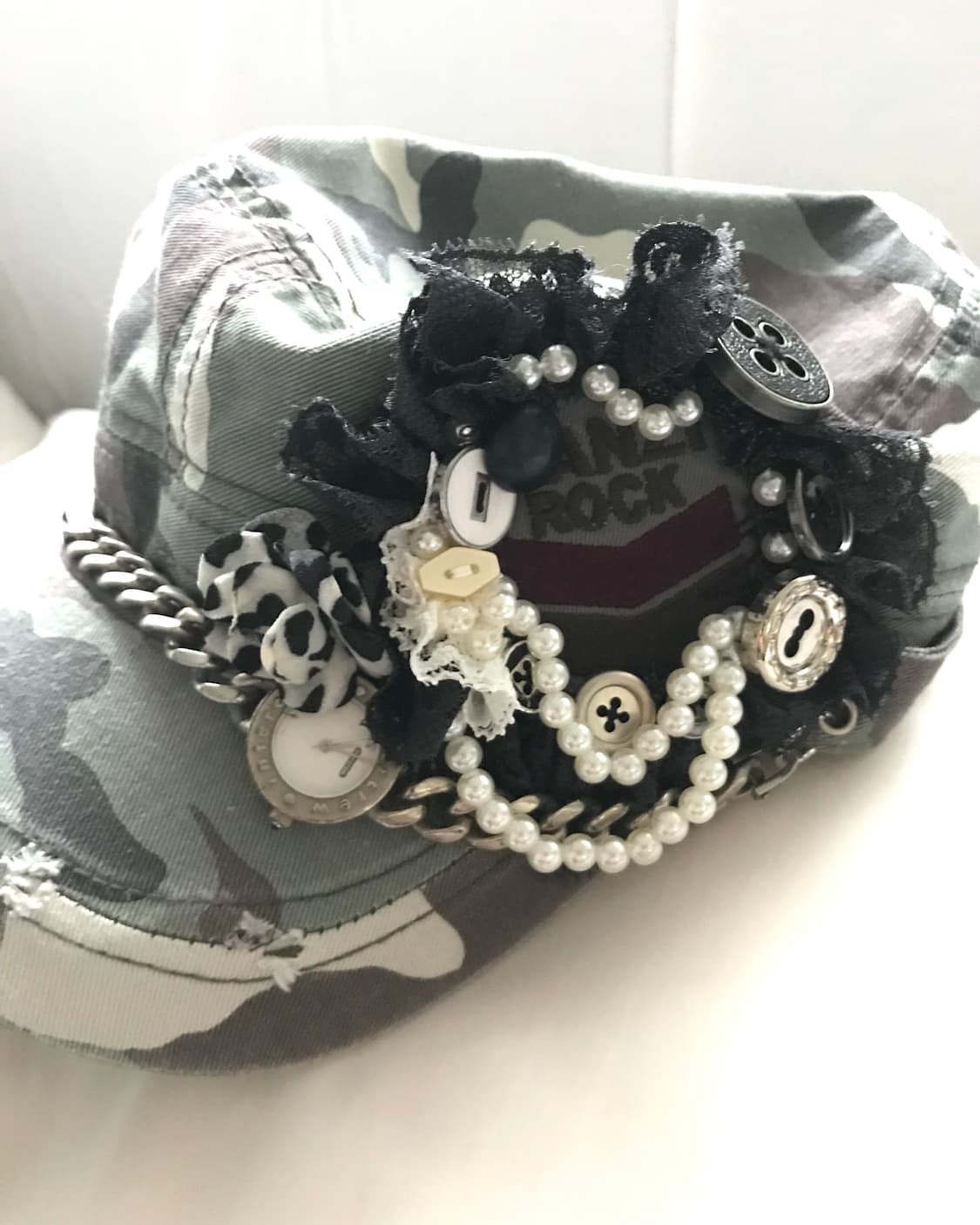 Custom🐾)camo bold chain&clock cap 상품이미지5