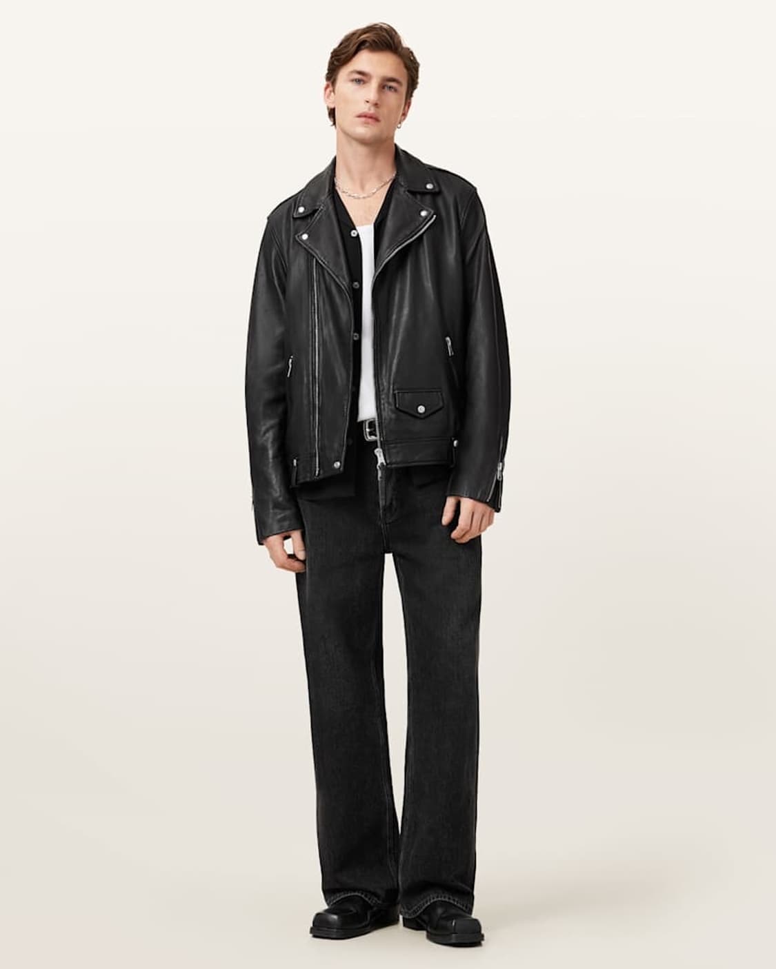 (L/103)ALLSAINTS 올세인츠 밀로 램스울 레더 라이더자켓 상품이미지10