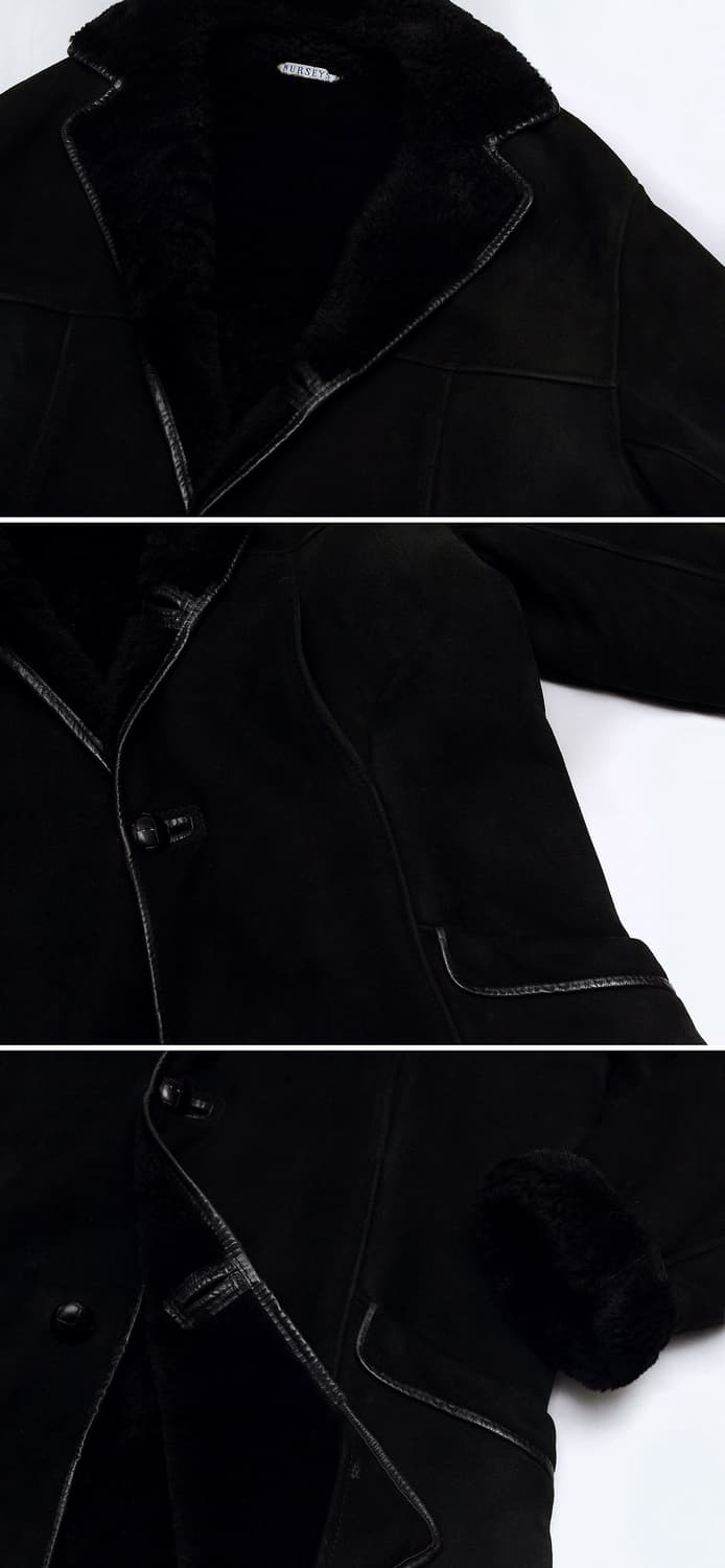 널시 잉글랜드 핸드메이드 블랙 쉽스킨 무톤 코트 자켓 (L / 105+) 상품이미지8