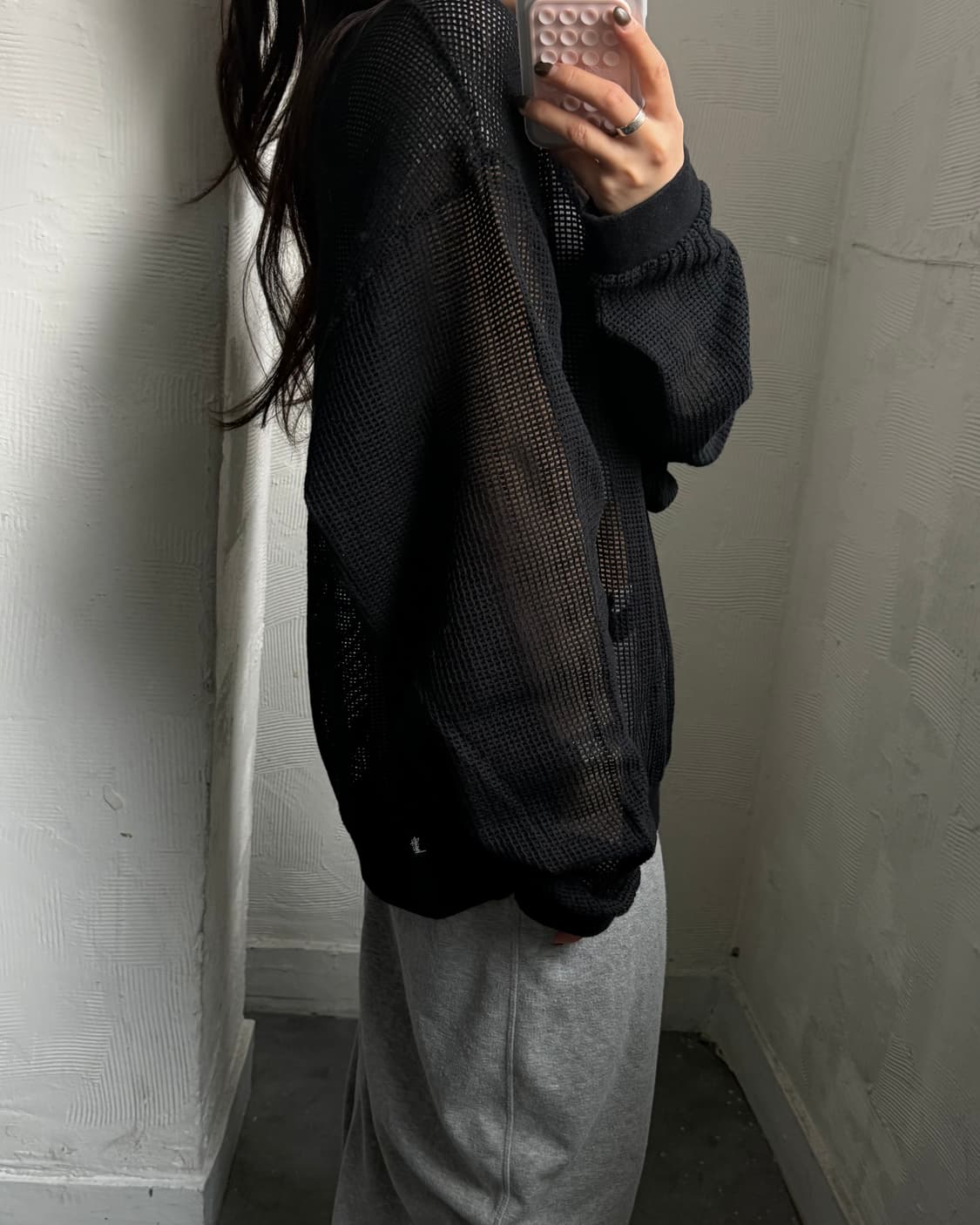 Stussy 스투시 코튼 메쉬 롱 슬리브 블랙컬러 상품이미지2