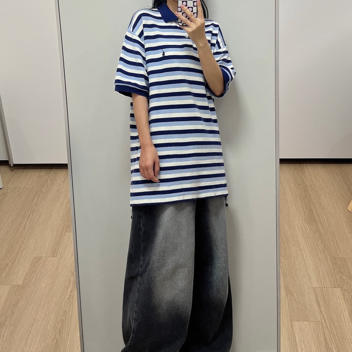 폴로 랄프로렌 스트라이프 코튼 카라 반팔티 상품이미지1