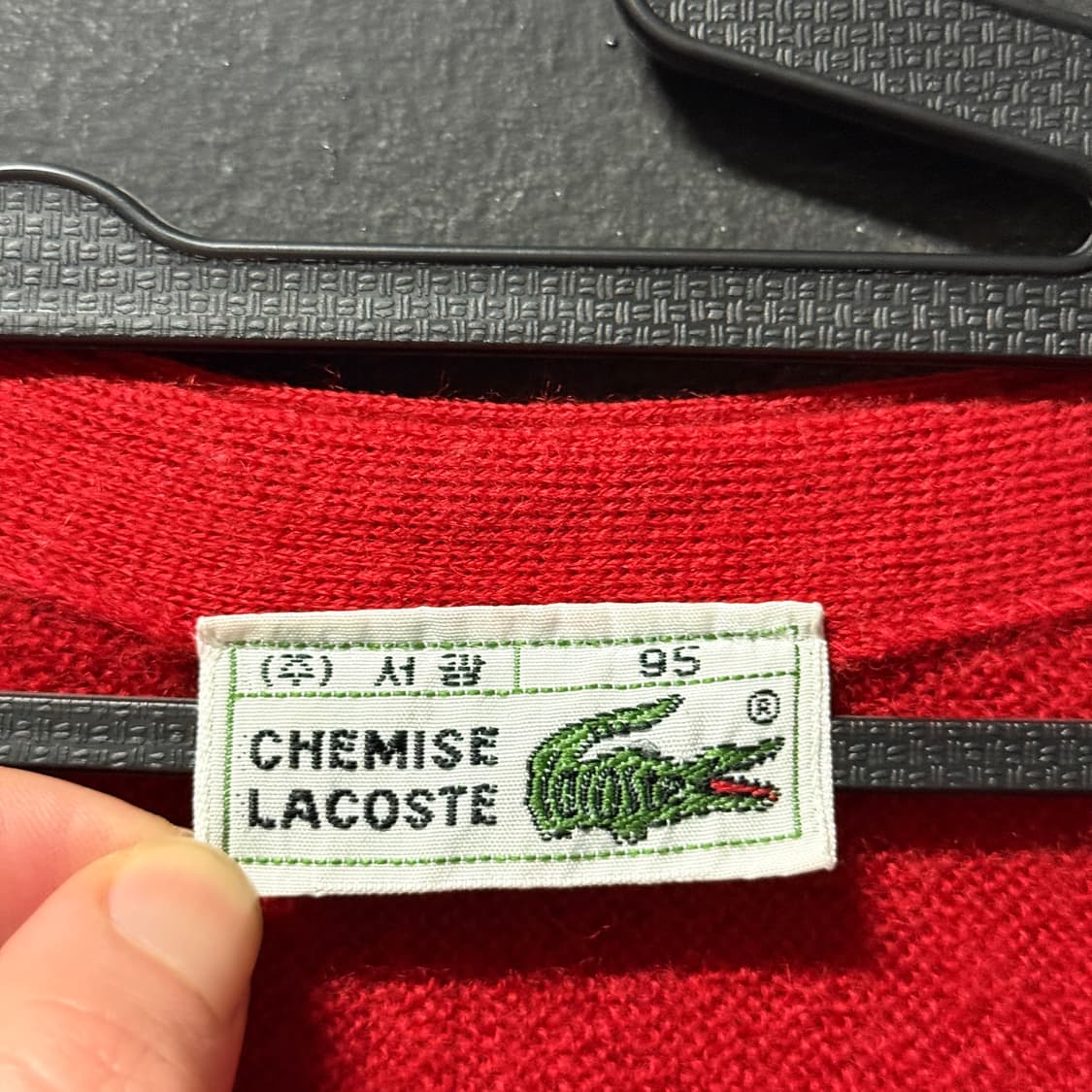 라코스테 서광 레드 딥 브이넥 울 100% 가디건 상품이미지4