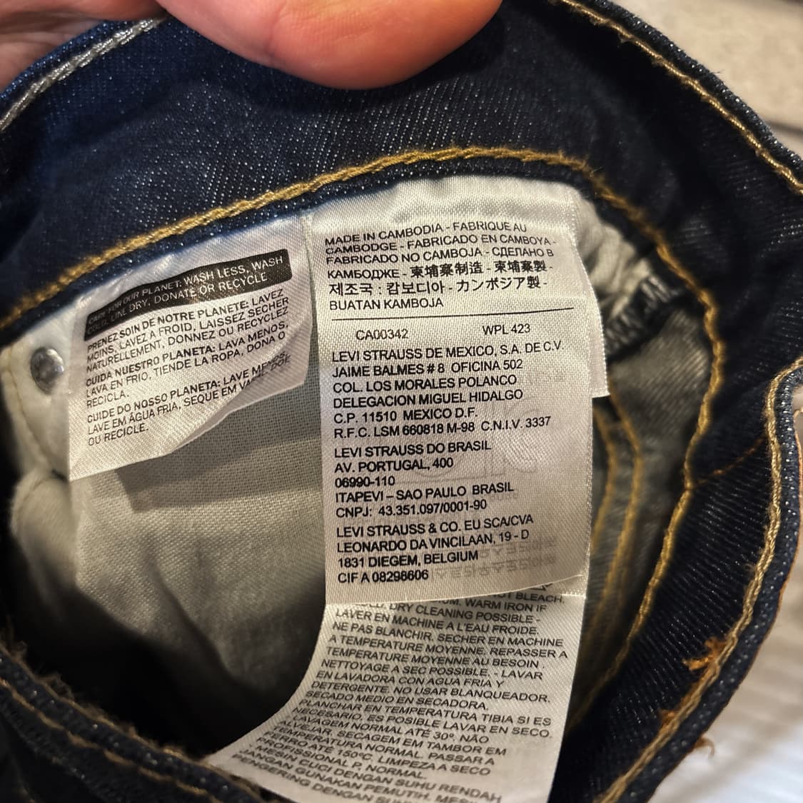 리바이스 미니멀 스트레이트 데님팬츠 로우 컷 디테일 진청 상품이미지8