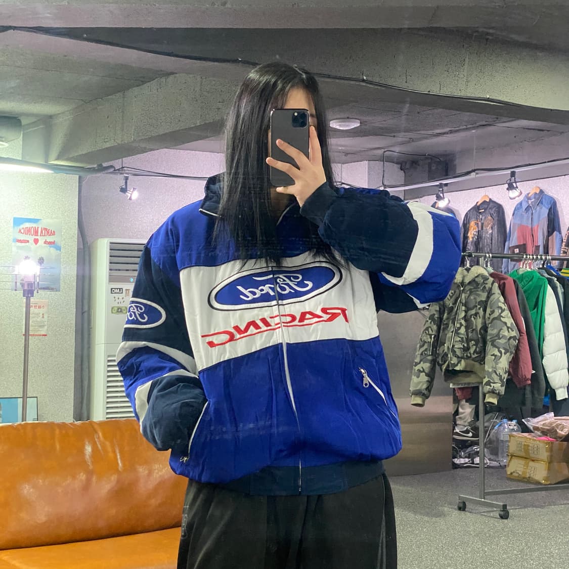 빈티지 포드 빅로고 레이싱 블루종 점퍼 B3847 상품이미지1