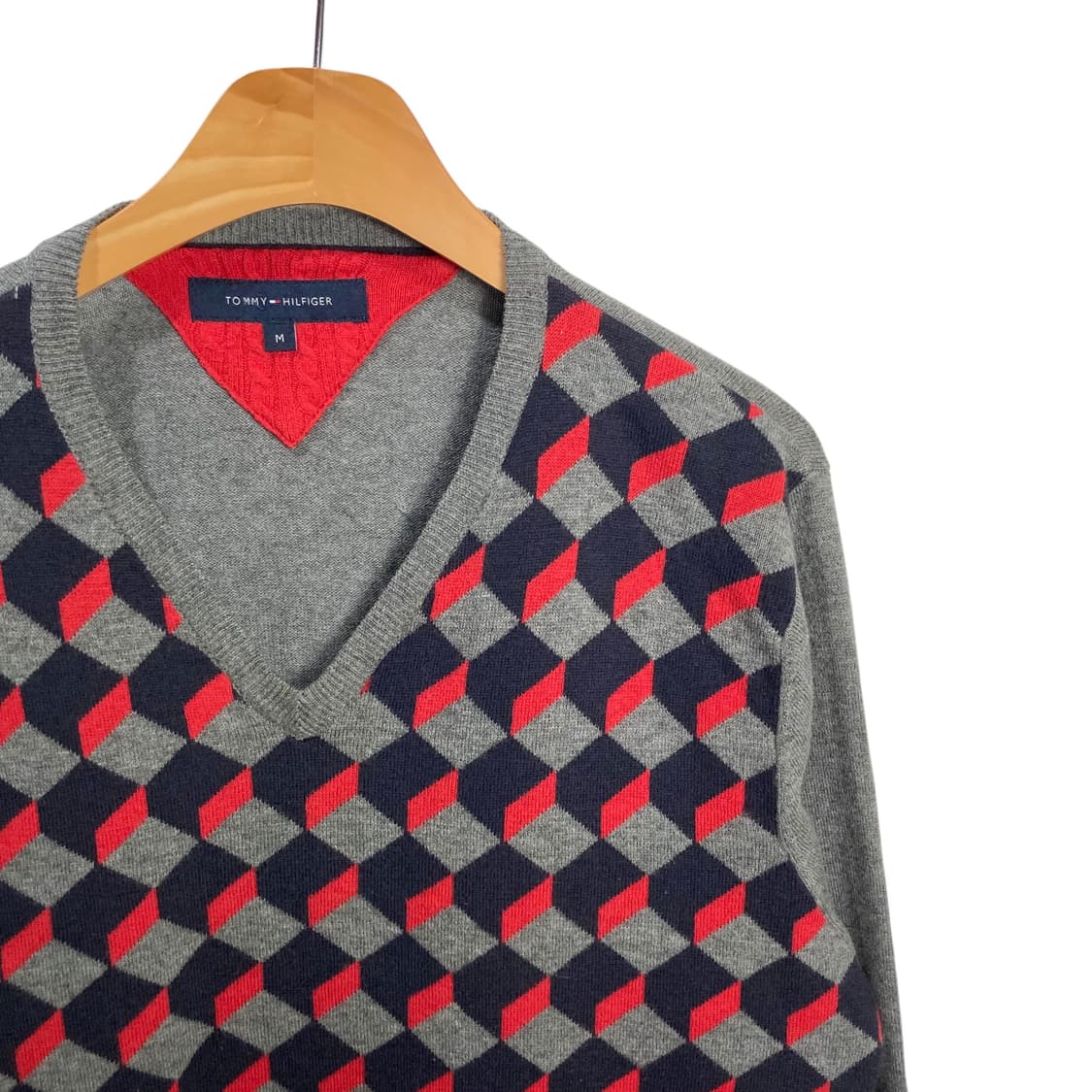 타미힐피거 체크 브이넥 니트 상품이미지3