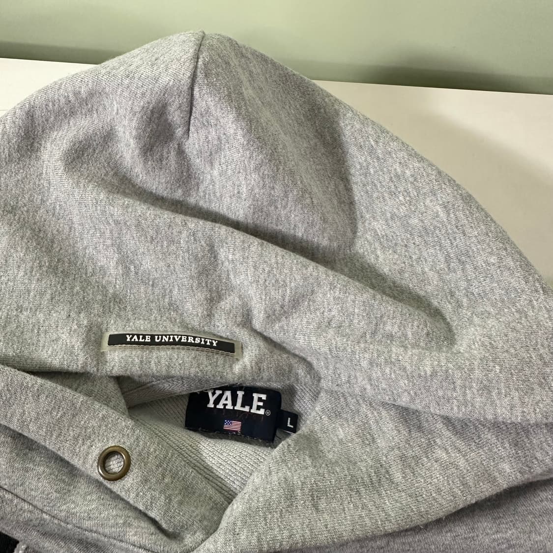 L 예일 YALE 그레이 오버핏 스웻코튼 후드티 상품이미지3