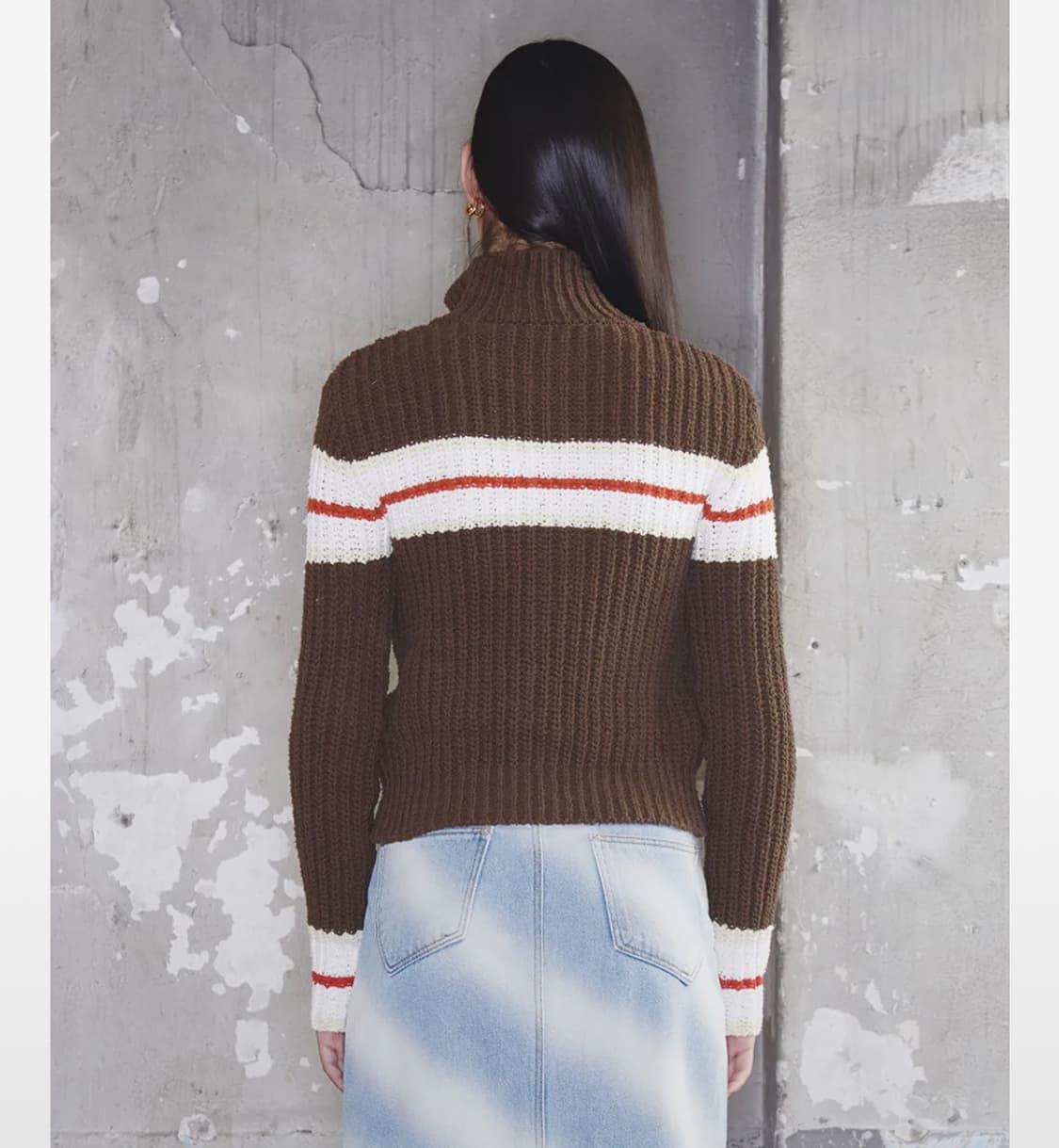 기준 라인 니트 집업 Kijun Line Knit Jacket Brown 상품이미지2