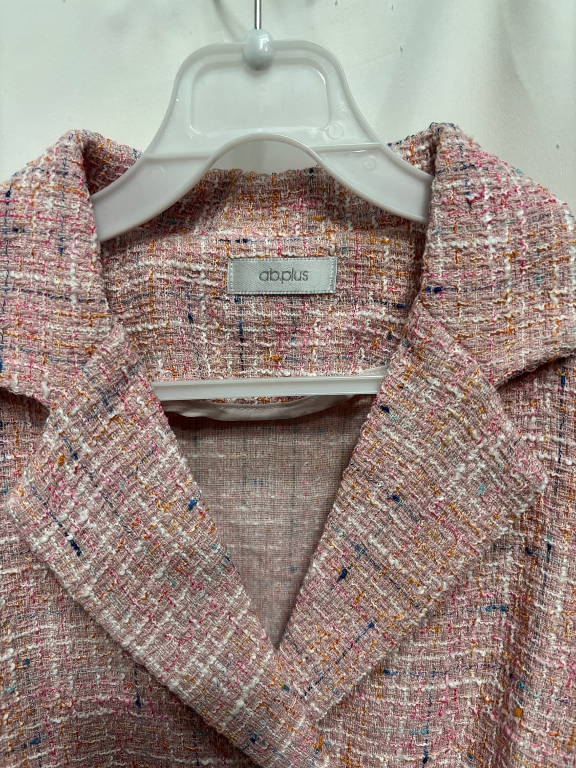ab.plus핑크 트위드 반팔 세미 크롭 자켓 M 상품이미지2