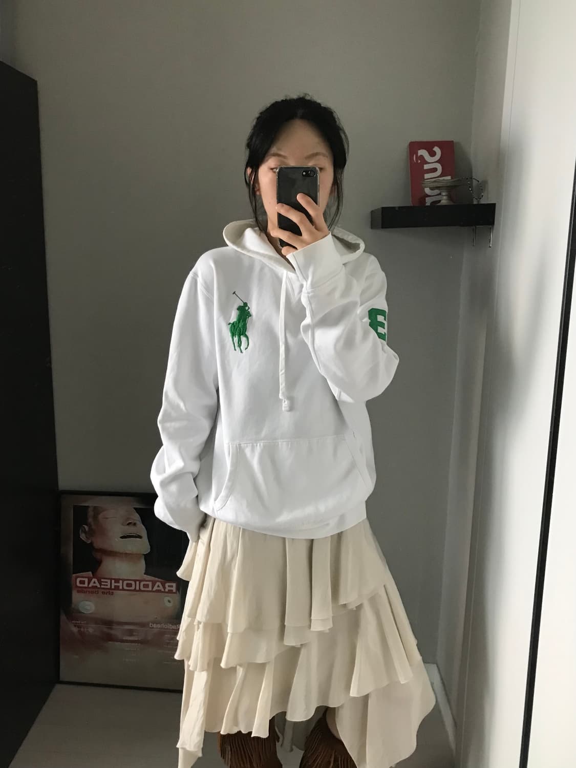 대장급 폴로 랄프로렌 빅포니로고 화이트 후드티 상품이미지2