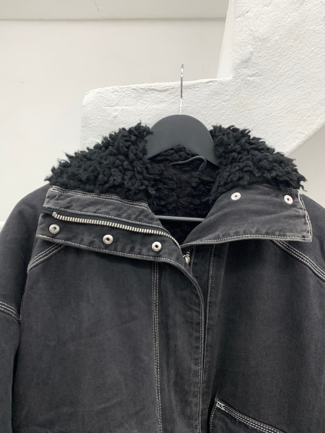 Grunge mood denim fur bomber  상품이미지2