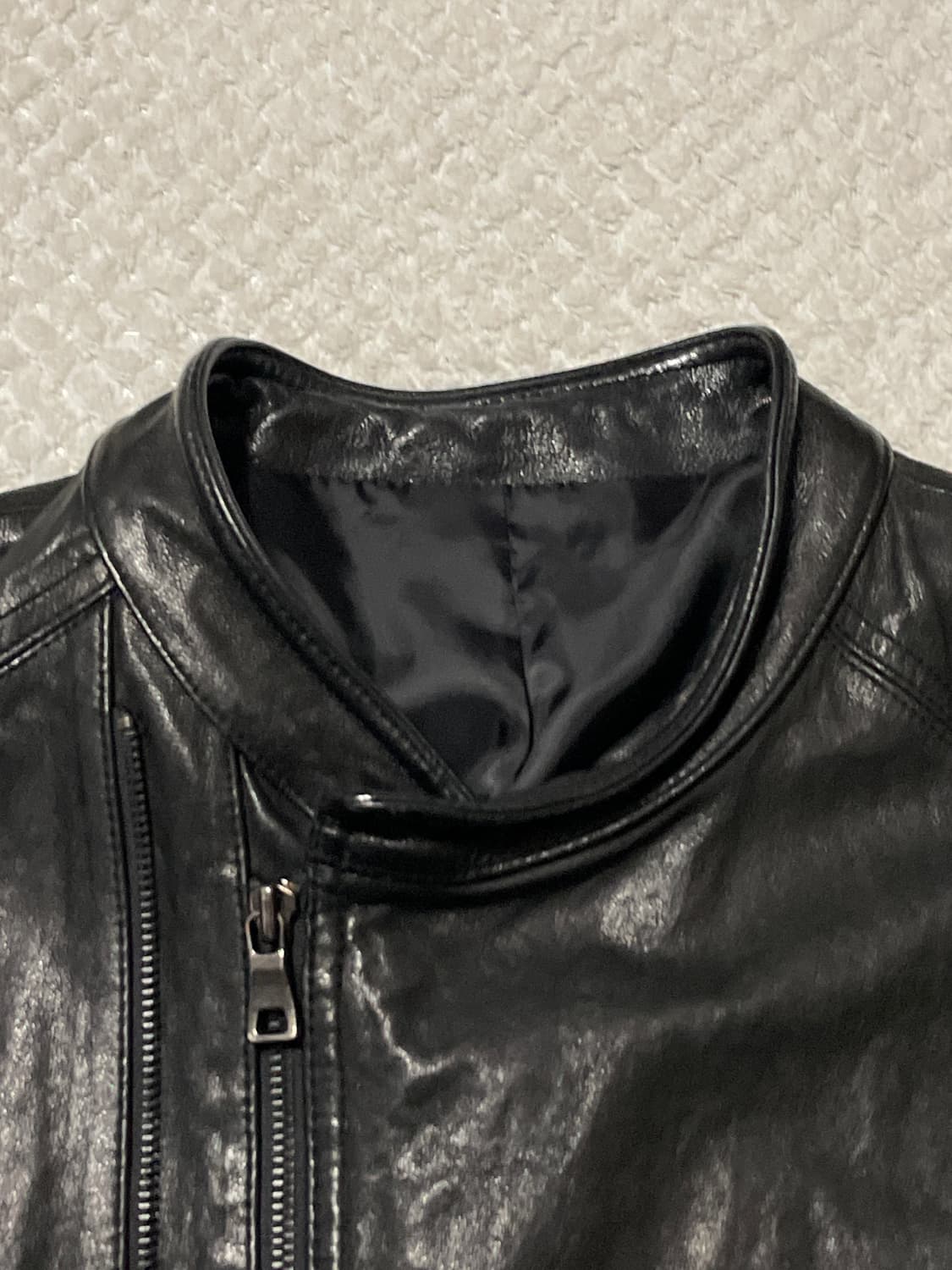 광희시장 웨스턴 무드 램스킨 양가죽 바이커 절개 레더 자켓 상품이미지4