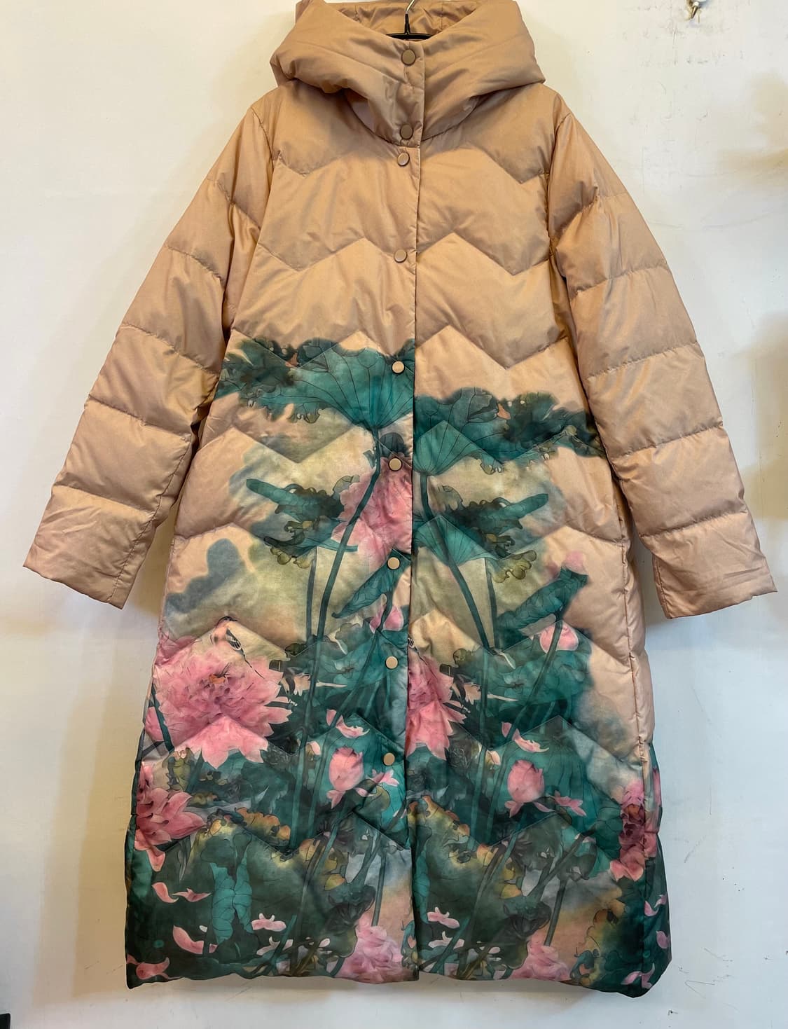 수입 플라워 오리털 덕다운롱패딩 여성롱패딩 꽃무늬패딩점퍼:) 하객룩연말룩 상품이미지6
