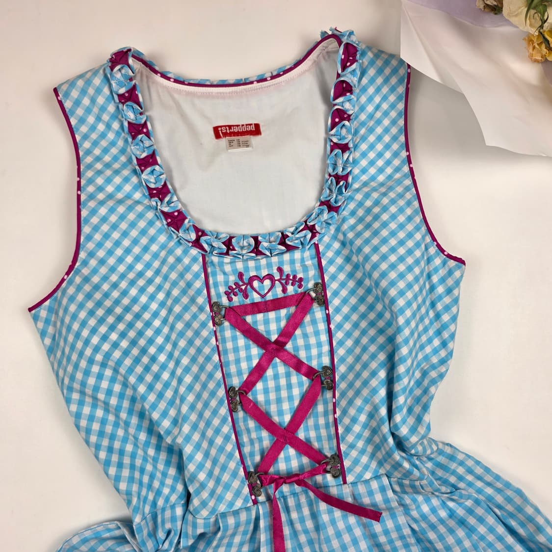 깅엄체크 디른들 원피스 상품이미지1